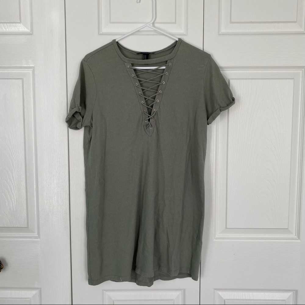 Olive Green Criss-Cross T-Shirt Dress